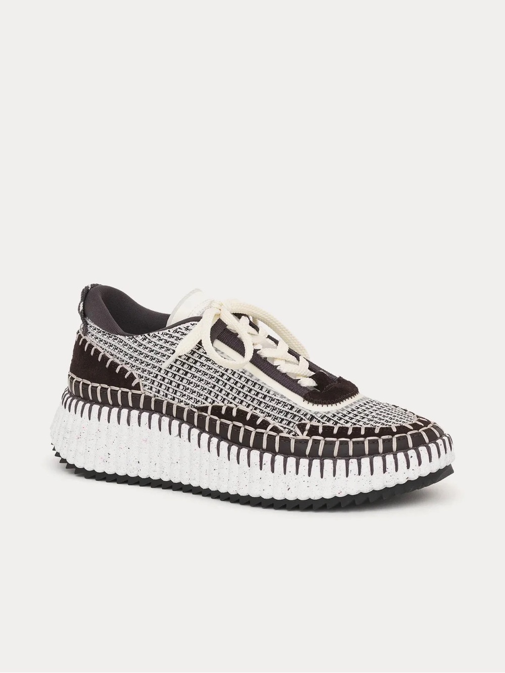 Chloé NAMA Black and White Woven Platform Sneakers